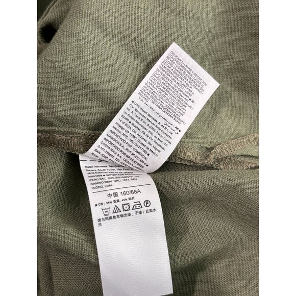 Old Navy Green Button-Up Belted Shirt Dress Short Sleeve Size S Linen Blend - Picture 10 of 10